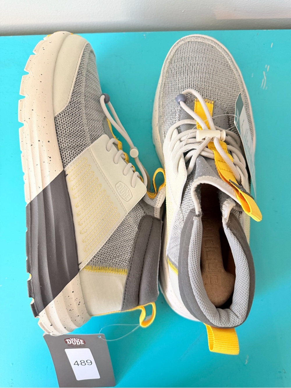 Hey Dude Grey and Yellow Casual Slip-On Sneakers